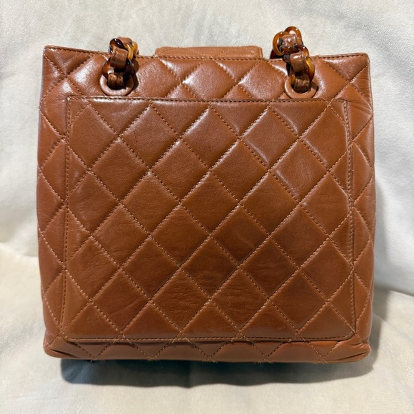 Vintage CHANEL Brown Lambskin Quilted Resin Chain Shoulder Bag 90s Rare Karl Era - Picture 9 of 16